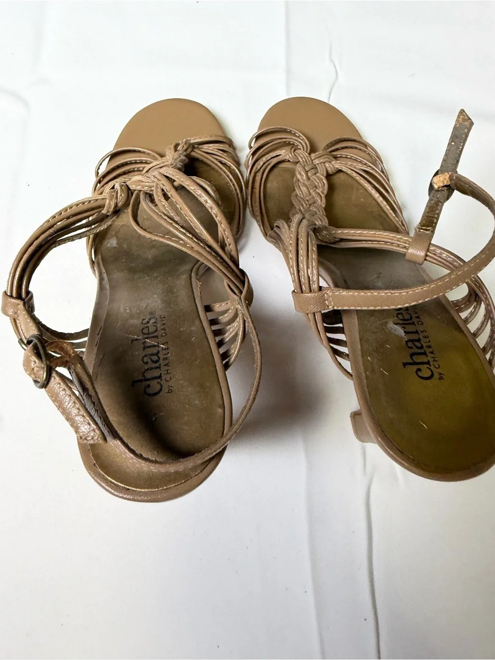 Charles by Charles David Braided Strappy 3” High Heels - Tan /Brown - Elegant 6